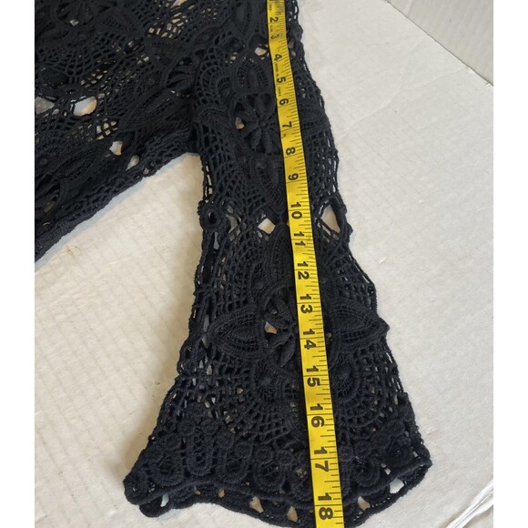 Coco Carmen Womens M Top Black Loose Knit Crochet Cotton Cosplay Whimsygoth READ - Picture 8 of 9